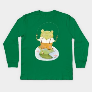 Rope Skipping Frog Kids Long Sleeve T-Shirt